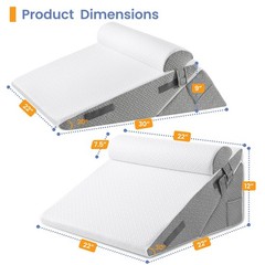 Sasttie Wedge Pillow Adjustable 9&12 Inch + 1 Head Pillow, Dark Grey & White