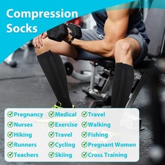 2 Pairs Zipper Compression Socks for Men Women, 15-20mmHg Open Toe Compressio.