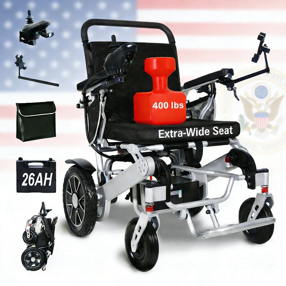 700W Dual Motor Electric Wheelchair 400 lbs Capacity All Terrain 20″ Wide Seat