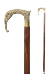 1 PCS Handcrafted Brass Elephant Head Walking Stick 36 Inch Brown Wooden Cane