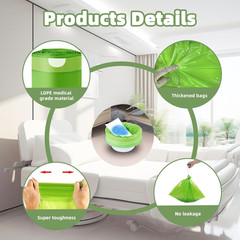 50 Pack Commode Liners with Super Absorbent Pads, Universal Fit All Standard Toi