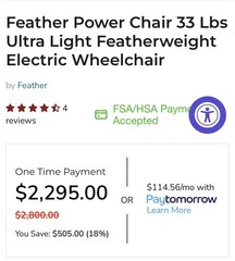 Feather Mobility Chair. Bought New And Used Less Than 10 Times.