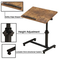 Overbed Bedside Desk Mobile Rolling Laptop Stand Tilting Overbed Table with W…