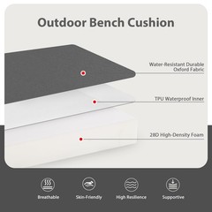 Favoyard Outdoor Bench Cushion 42 x 18 Inch Waterproof 42 x 18 In, Dark Gray