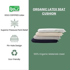 ORGANIC TEXTILES Latex Seat Cushion – GOLS and GOTS Certified – USA Made
