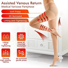 KISSLIFE 2 Pairs Compression Pantyhose Women Support Hose 20-30 mmHg Closed T…