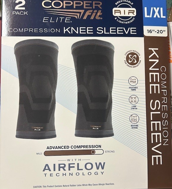 Copper Fit Elite Compression Knee Sleeve 2 Pk L XL 16-20″ Airflow NEW Open BOX