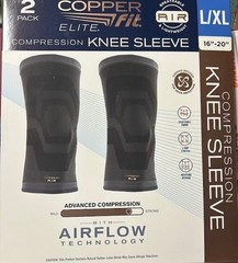 Copper Fit Elite Compression Knee Sleeve 2 Pk L XL 16-20″ Airflow NEW Open BOX