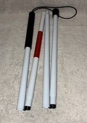 Collapsible White Aluminum Cane For Visually Impaired 48 In Textured Grip