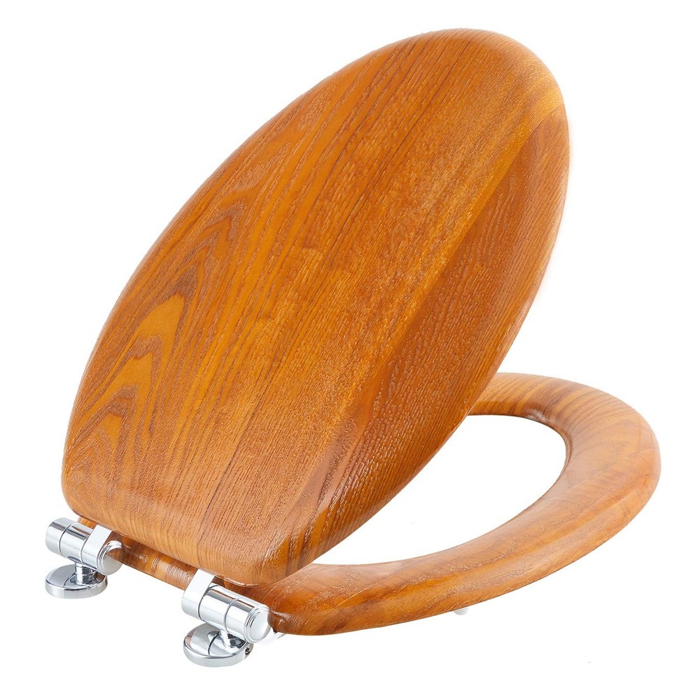 Angel Shield Wood Toilet Seat Elongated with Soft Close,Easy Elongated,