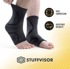 Stuffvisor Ankle & Foot Compression Sleeve, Socks for Maximum Support, Mediu 2PK