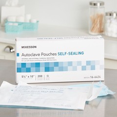 McKesson Sterilization Pouch Transparent Blue White 5.25 x 10″ Self Seal 200 Ct