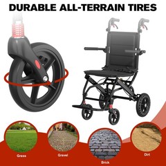 Portable Foldable Lightweight Transportablel Manual Wheelchair All Terrain 19lb