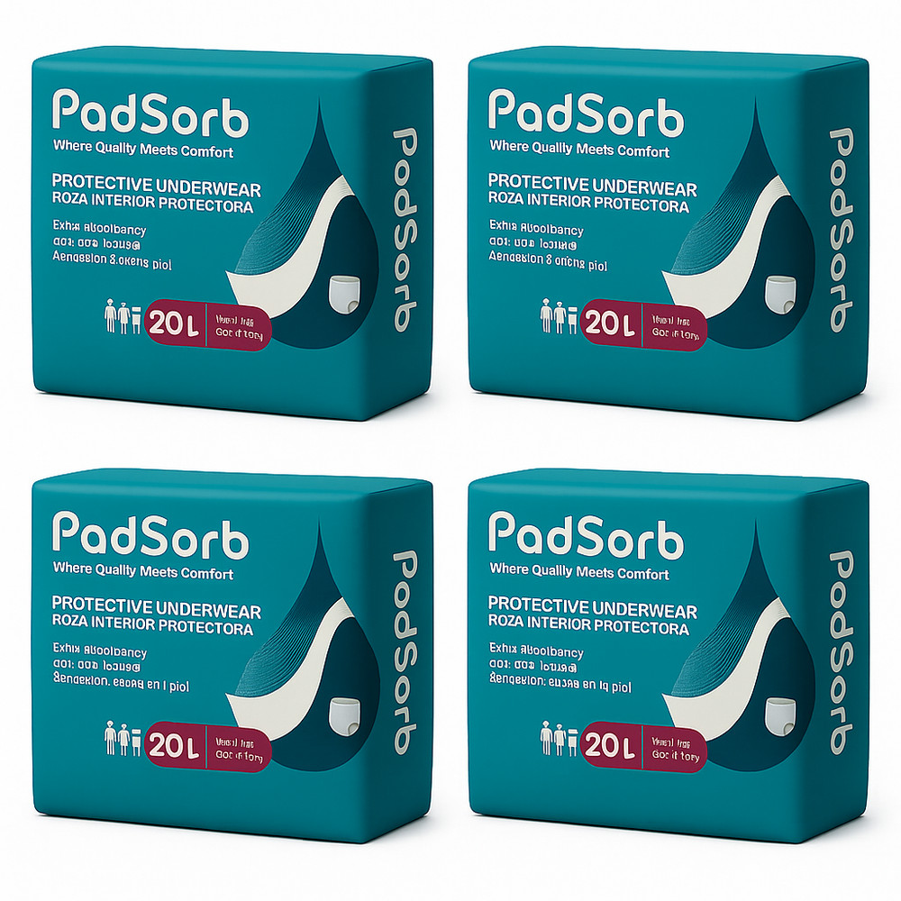 Padsorb Protective Underwear stretchable, high-absorbency, Large Case of 80