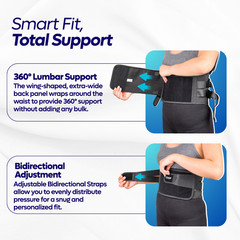 Lower Back Support Brace Adjustable Work Lumbar Belt for Pain Relief Men Women