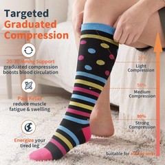 4 Pairs Plus Size Compression Socks for Women & 4X-Large, A2 Assort 4