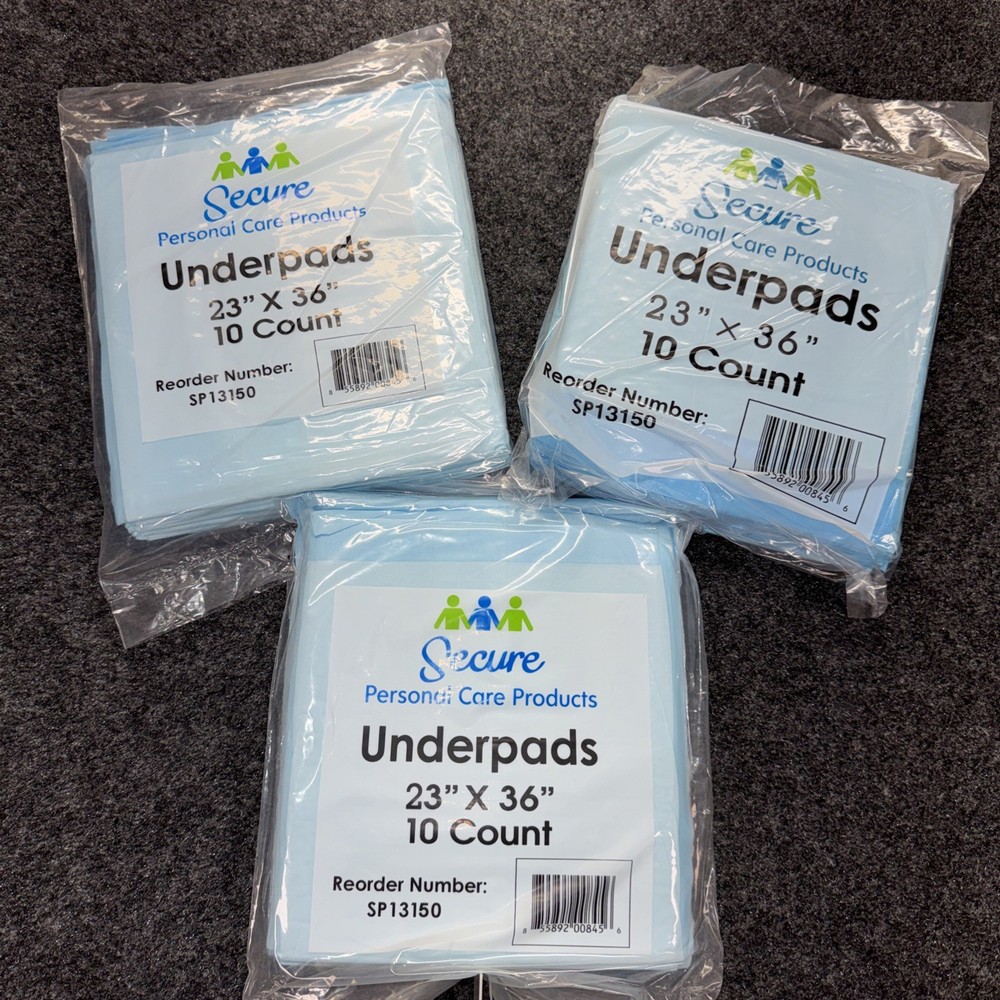 Secure Personal Care 30 Count 23 X 36 Underpads 3 Packs Of 10 New