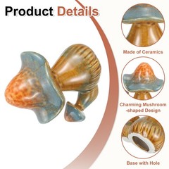2Pcs Toilet Bolt Covers, Mushroom Decor Covers 3.74″x3.15″x4.72″, Blue-brown
