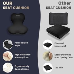 Car Seat Cushion and Lumbar Support Pillow One Piece, Memory Foam