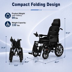 Heavy Duty Foldable High Back Electric Wheelchair EW8028 Dual 250W Motor