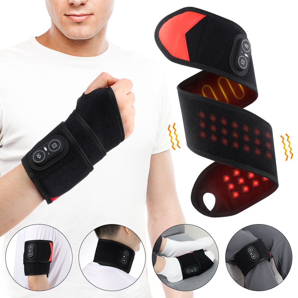 Infrared Heated Wrist Wrap Brace Electric Hand Massage Vibration for Pain Relief