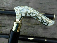 vintage chrome silver elephant head handle black wooden walking stick designer