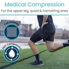 Vive Thigh Compression Sleeve (2 Pack) Hamstring Brace for X-Large, Black