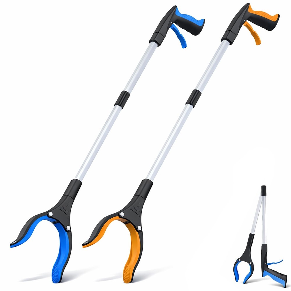 32″ Extra Long Foldable Grabber Tool – Heavy Duty Reaching Aid for Seniors, Tras