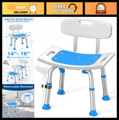 Heavy Duty Shower Chair with Removable Back, 400 lbs Capacity, Safe Bath Stool f
