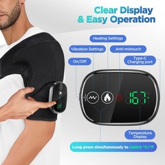 Cordless Portable Shoulder Heating Pad & Massager, Heating Vibration Shoulder…