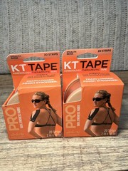 KT Tape Kinesiology Tape Pro 20 10″ Pre-cut Strips Stealth Beige 2 Pack!