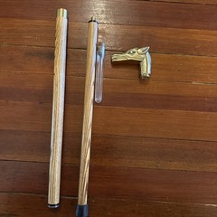 Vintage Wood & Solid Brass Horse Head Cane Walking Stick W/ Hidden Flask