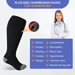 Wide Calf Compression Socks 15~20 mmHg Knee High for Women Men