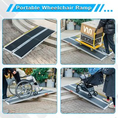 2-10ft Aluminum Multi-Folding Wheelchair Scooter Mobility Ramp Portable Non-Slip