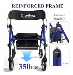 Cosydora Rollator Walker For Seniors w/ Seat Ultra Lightweight Heavy Duty 350lbs