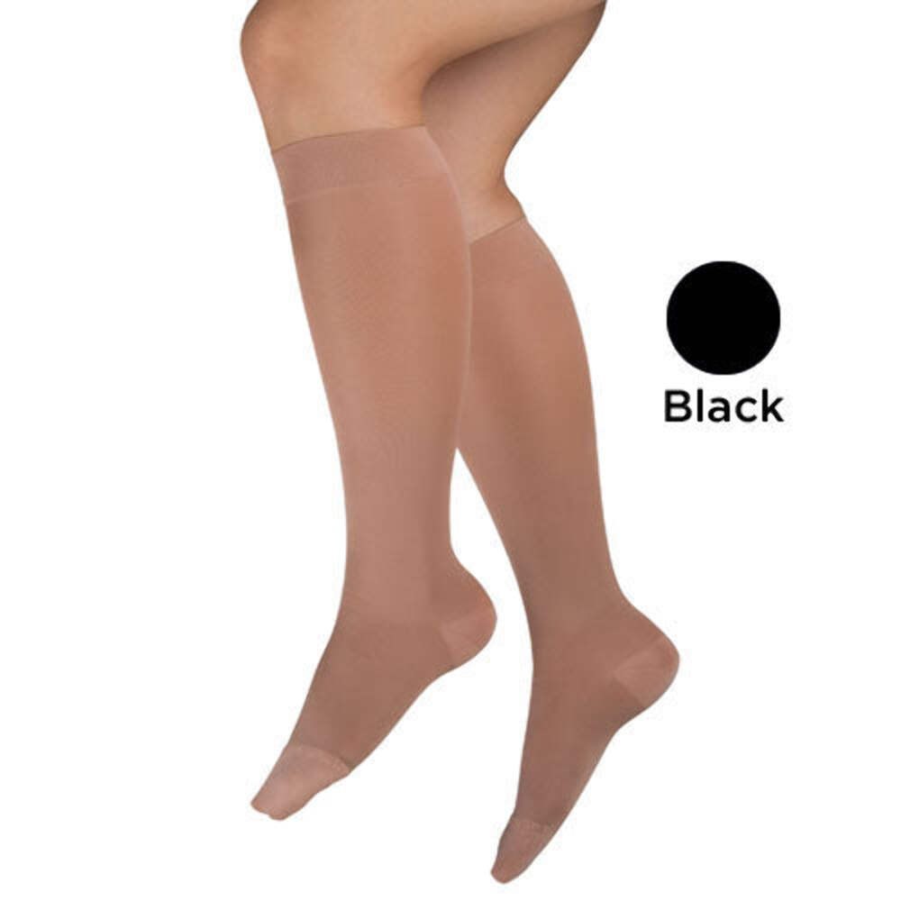 Ladies‘ Sheer Firm Support Sm 20-30mmHg Knee Highs Black