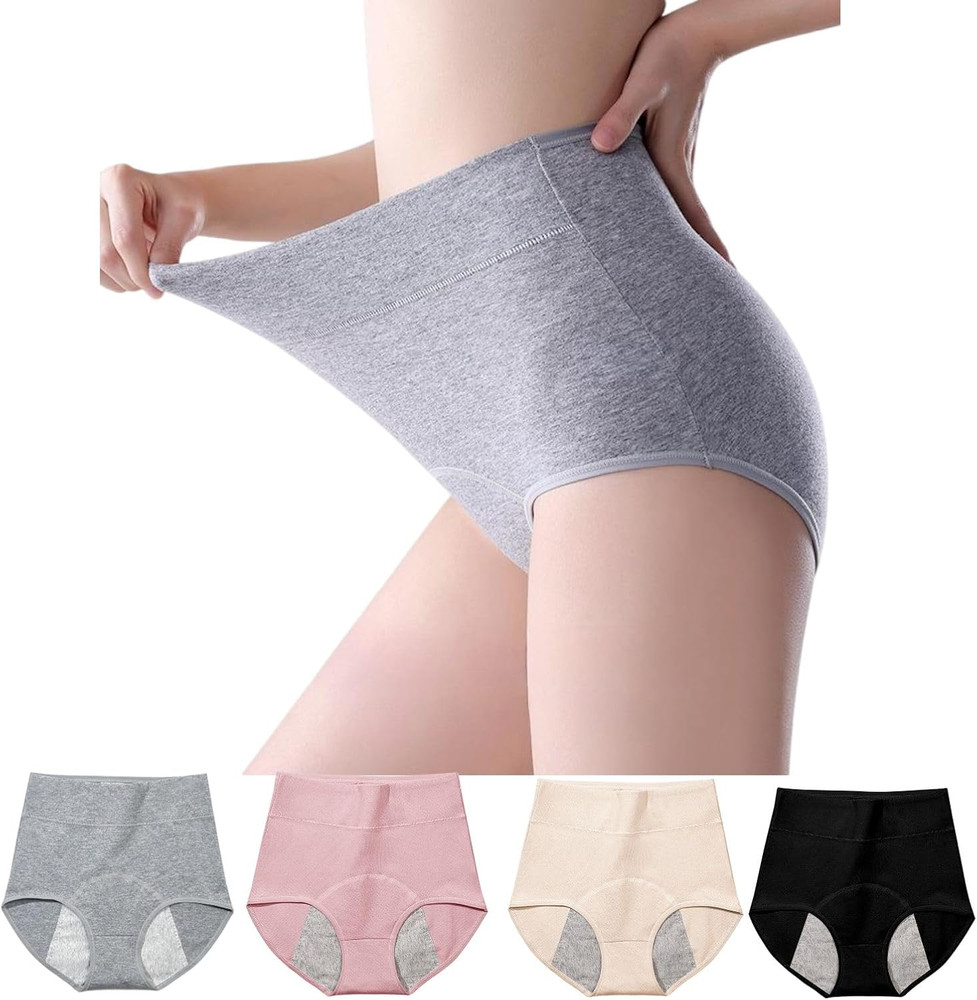Women’S Washable Incontinence Underwear 4 Pack, Leakproof Ladies Panties High Wa