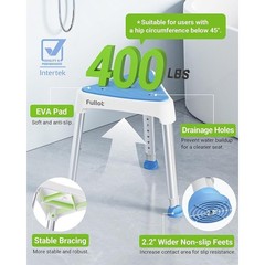 Triangular Shower Chair Adjustable Height Non-Slip Stool 400 lbs Capacity New