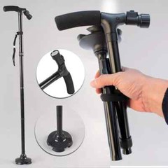 Folding Walking Cane for Seniors Men & Women with Non-Slip T Handle and Strap