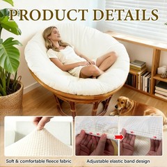 Papasan Chair Cushion Cover, 55″ X 55″ Soft Plush Fleece Slipcover Only, Removab