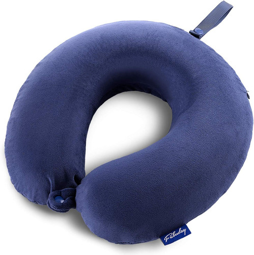Fabuday Travel Pillow Memory Foam – Head Neck Support Adult Size, Blue