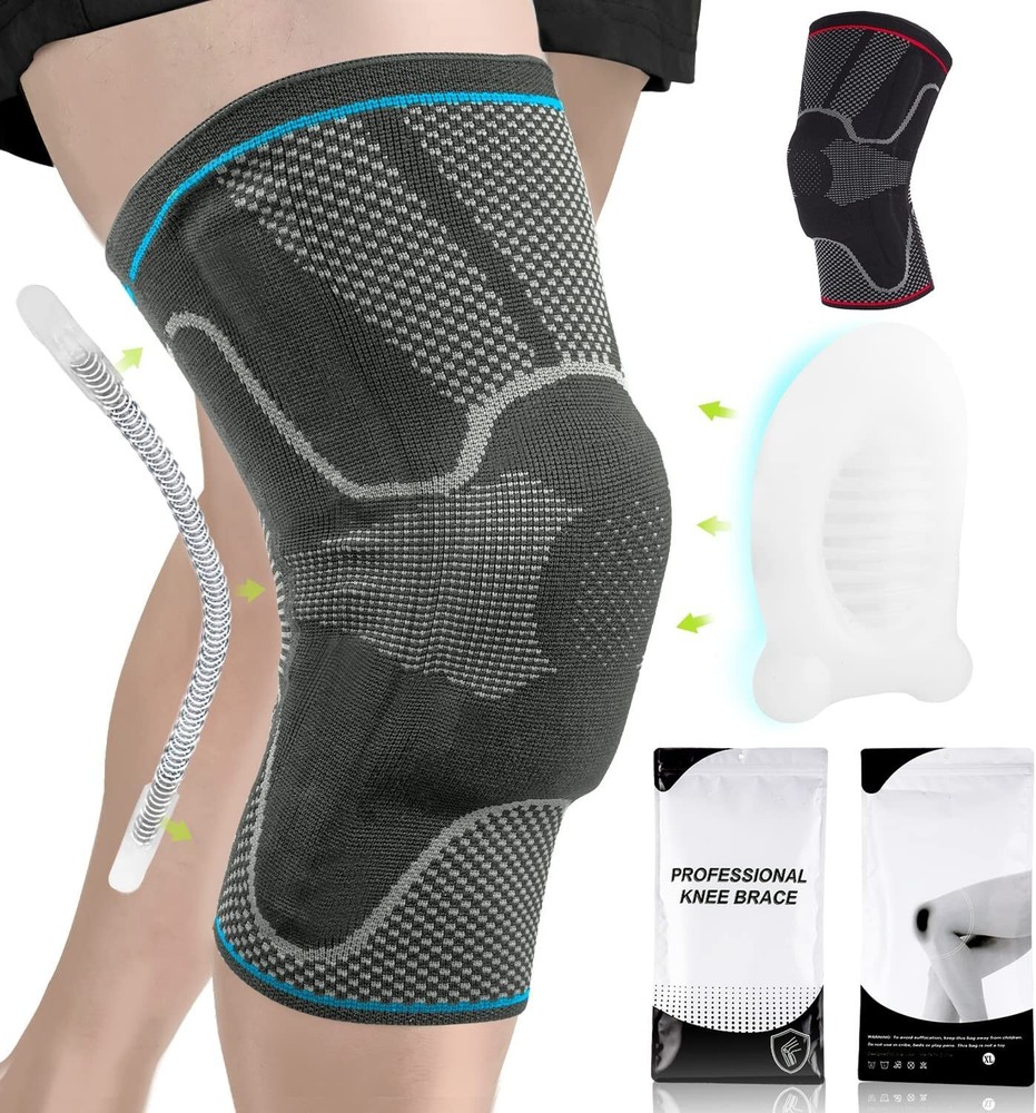 SOOVERKI Knee Brace, Knee Compression Sleeve Support with Patella Gel Pads-XL-