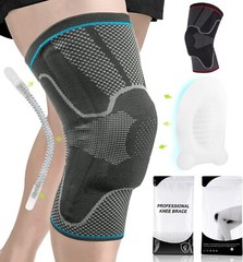 SOOVERKI Knee Brace, Knee Compression Sleeve Support with Patella Gel Pads-XL-