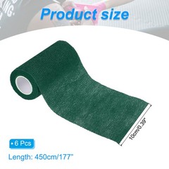 6Pcs 4″ x 177″ Self Adhesive Bandage Wrap Elastic Self Tape Dark Green