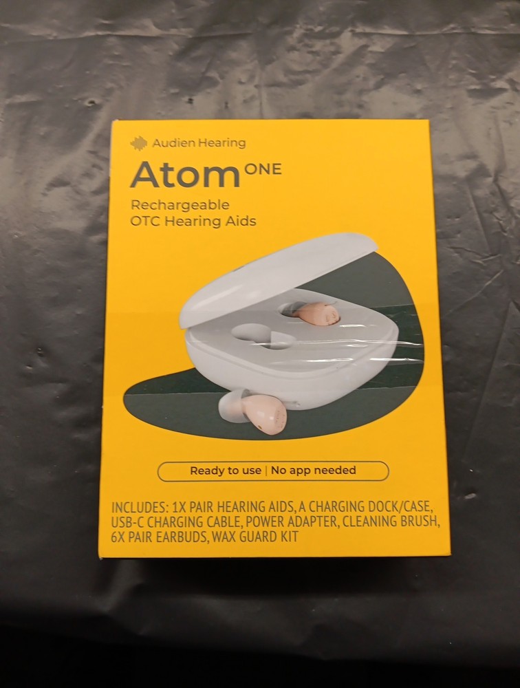 NEW Audien Hearing ATOM one 1 Wireless Rechargeable OTC Hearing AIDS