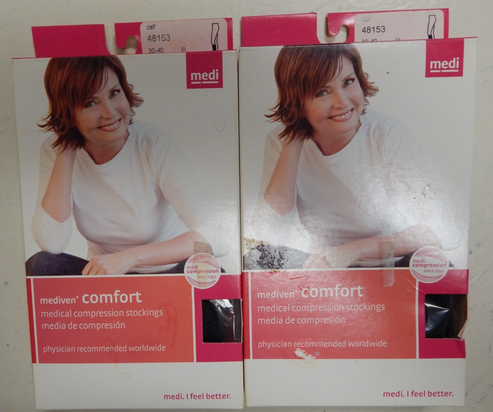 Mediven Compression Stockings CALF 30-40 Sz III Closed Toe Black 2 Pair NEW