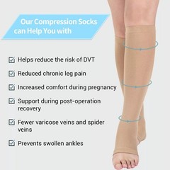 Medical Compression Socks for Women and Men, 15-21 mmHg , Open Toe, Knee XL