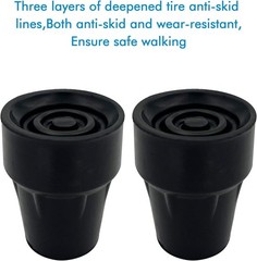 Durable 7/8 Inch Black Cane Tips – Natural Rubber, Metal Reinforced, Pack of 2