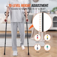 Uimoso Forearm Crutches 10-Level Height Adjustable Walking Crutches 1Pair 350LBS