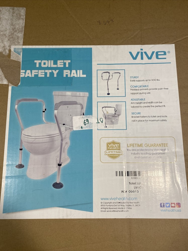 Adjustable Padded Hand Toilet Safety Rail, Compact and Lightweight LVA1055